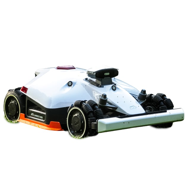 mammotion luba 2 awd robotmaaier op gazon bij zwembad
